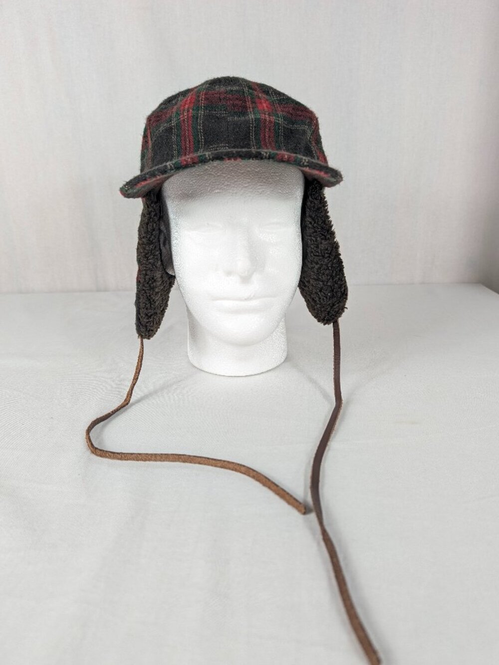 Scala Plaid Flannel Ear Flap Double Mackinaw Hat Winter Hunting Unisex Sz M